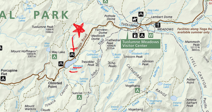 map-of-tenaya-lake